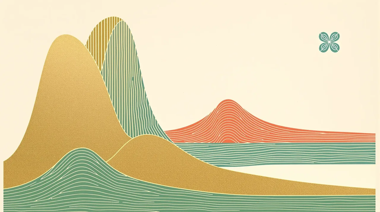 Cordel woodcut of three stacked carved decay curves comparing native GHRH, CJC-1295 no-DAC, and the long CJC-1295 DAC plateau with a single coral marker, on a cream broadside